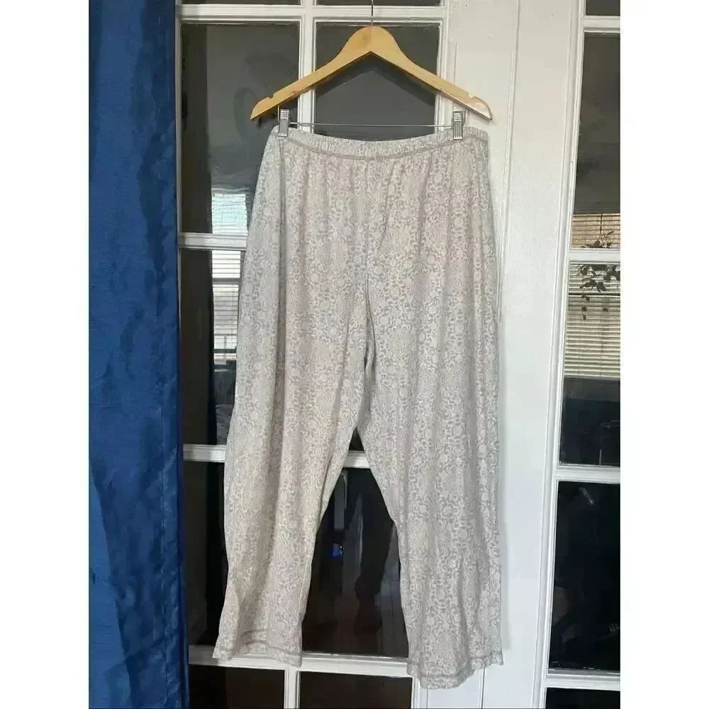 Charter club women’s plus size white grey fuzzy pajama pants pj bottom size 2XL